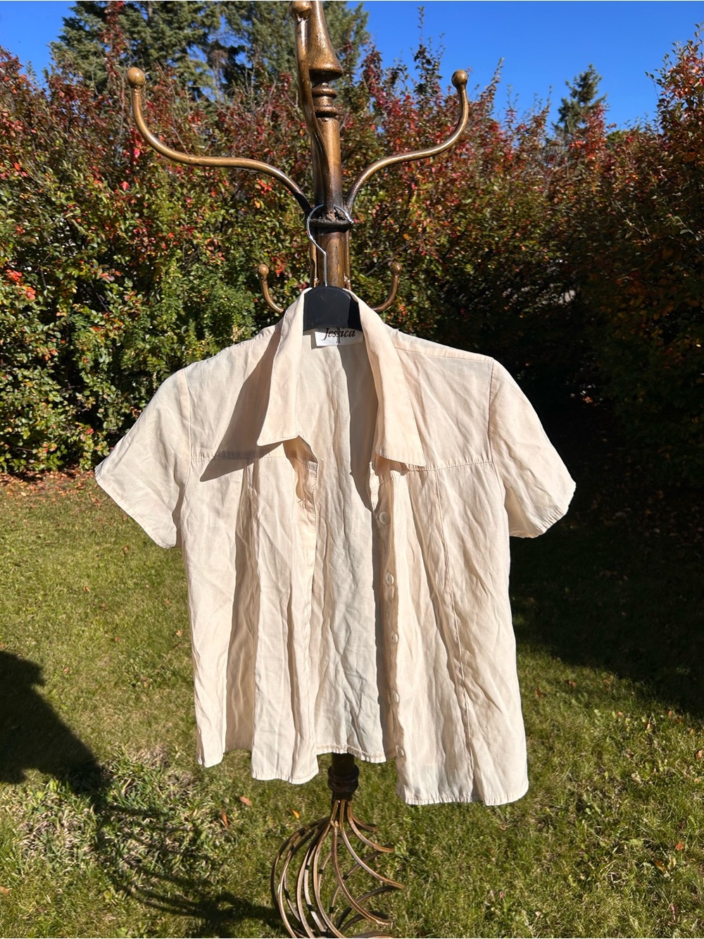 Jessica Pale Yellow Short Sleeve Button Up